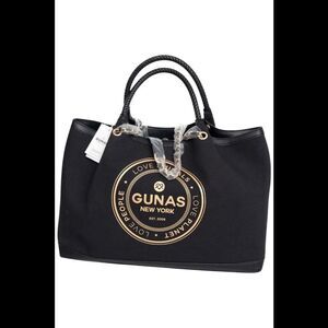 Gunas New York Canvas Double Handle Tote w/ Pouch Black
